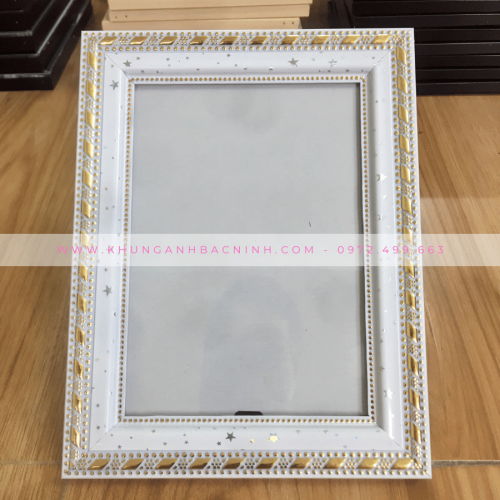 Khung ảnh hoa văn vàng lấp lánh KA0112 kích thước 13x18cm khổ dọc - khung ảnh bắc ninh giá rẻ